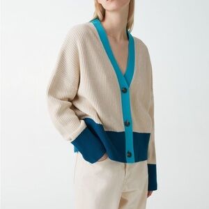 Cos Colorblock V-Neck Cardigan Sweater - Size S
